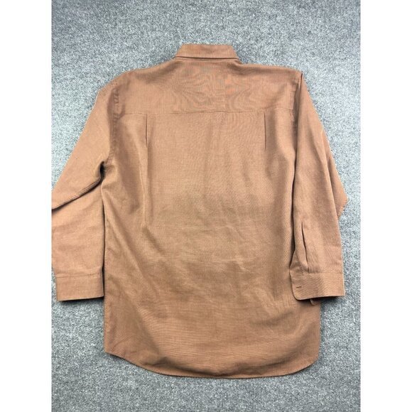 Jack Lipson Dress Shirt Men's Large Brown Long Sleeve Button Up Polyester - Picture 8 of 8